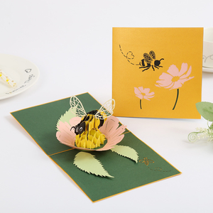 Wholesale Custom Paper Teacher's Day Greeting Card with Bee Pop up Character Wishes Leaving and Invitation with Envelop