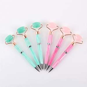 Bolígrafos de Lujo con Rodillo Facial de Jade y Logotipo Personalizado al por Mayor, Bolígrafos de Punta Redonda de 0.5mm con Tinta Azul, Bolígrafo Eterno Bonito - Product Image 1