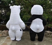 Costume gonflable en coton pour adulte unisexe, mascotte ours polaire en peluche avec cravate rouge, pour Halloween, cosplay de dessin animé, Panda Porte-bonheur