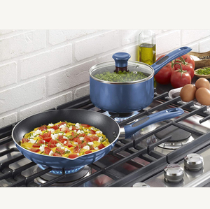 Juego de Utensilios de Cocina de Aluminio Forjado de 12 Piezas de Alta Calidad, Modernos, con Revestimiento Antiadherente, Tapas de Vidrio y Silicona, y Mango de Baquelita - Product Image 4