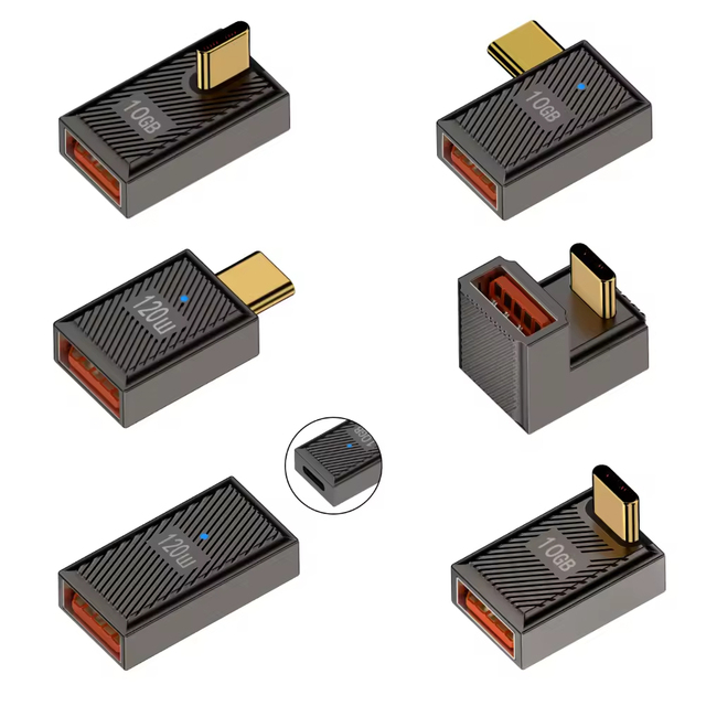 Durable Portable 10Gbps USB a Female to Type-C Male Adapter PD 120W Flash Laptop Data Transfer Connector with Indicator JILIAN