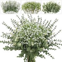 Feuilles d'eucalyptus artificielles de haute qualité, mélangées, pour bouquets DIY, arrangements floraux en vrac pour vases, décoration de mariage et de la maison
