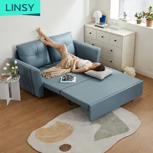 Linsy สีฟ้าที่มีน้ำหนักเบาขยาย2ที่นั่งนอนโซฟาเตียงประเทศไทยห้องนั่งเล่นพับเฟอร์นิเจอร์โซฟา Cum เตียง G013