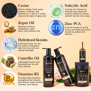 Set di Prodotti per la Cura dei Capelli Afro di Lusso con Estratto di Caviale, <span class=keywords><strong>Shampoo</strong></span> e Balsamo Proteici Organici con Logo Personalizzato OEM - Product Image 3