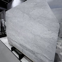 Dalle de marbre Bianco Carrara italien naturel, poli, blanc avec veines grises, pour revêtement de sol et murs