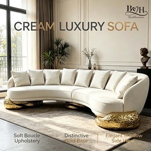 Divano Sezionale Moderno Curvo in Velluto su Misura con Spugna ad Alta Densità e Gambe in Ottone per Soggiorno - Arredamento di Lusso per la <span class=keywords><strong>Casa</strong></span> - Product Image 3