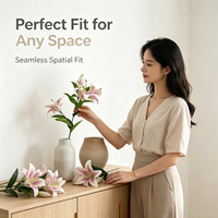 Service OEM Personnalisable : Branche Florale Artificielle en Soie, Lys de 97 cm à Tige Unique pour Décoration Funéraire, de Cérémonie de Remise de Diplôme, de Tombe et de Cercueil