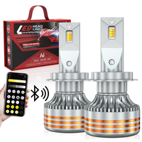 HYNBYZJ Fabricant Super Lumineux 140W M10APP Contrôle Tri-Couleur Flash Stroboscopique H1 H7 H11 9005 9006 Phare LED de Voiture 20000LM