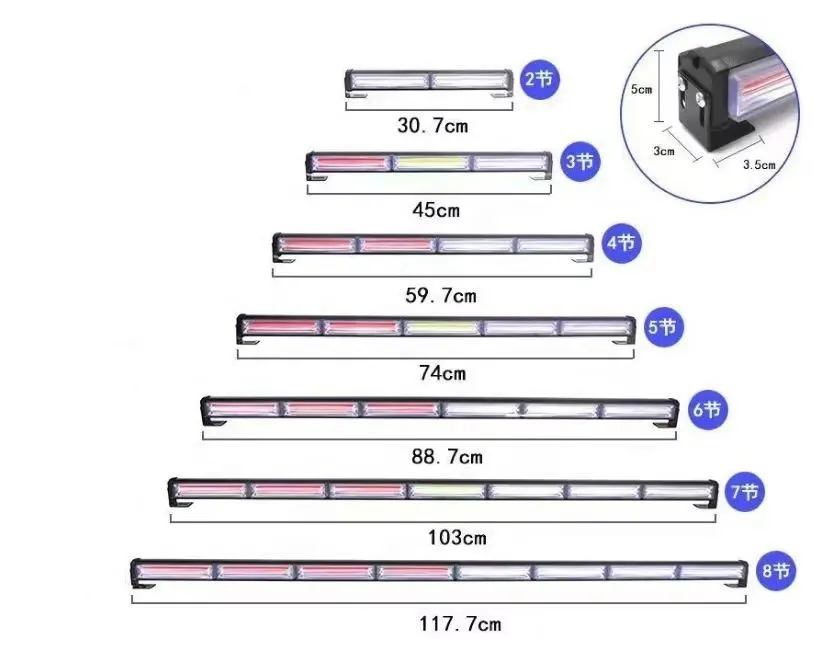 ไฟแฟลช LED 24 "โหมดไฟกระพริบฐานแม่เหล็กไฟฉุกเฉินสำหรับจราจรรถยนต์บาร์เตือนอันตรายไฟแฟลชสีขาว