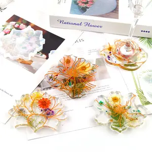 DIY Epoxy Mould Flower Coaster Mould Resin Mirror Rose Placemat Tea Cup Table Silicone Mould