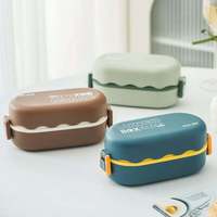 Boîte à lunch bento en silicone à double niveau, 2 compartiments, durable, sans BPA, grande capacité, pour adultes, enfants, nouveau-nés, portable, école/bureau