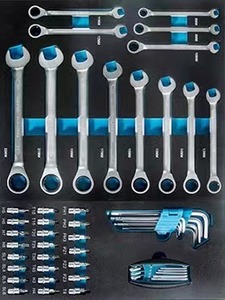 Seven-Drawer Lockable Stainless Top Heavy Duty Iron Toolbox Blue Steel 180pcs Auto Repair Workshop Tool Set OEM/ OBM GL3387-1+45 - Product Image 4