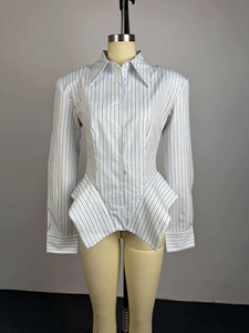Mode 2026 Damenbekleidung Boutique Frauen Streetwear Langarm-Bluse Sexy Oberteile Einzigartiges Design Gestreiftes Freizeitkleid - Product Image 6
