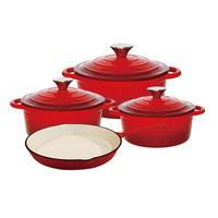 Set Panci Enamel - Kombinasi Panci Sup, Panci Susu, dan Set Wajan untuk Digunakan dengan Kompor Api Terbuka dan Kompor Induksi