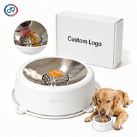 Bol à liquide en acier inoxydable pour chiens, anti-déversement, bol à alimentation lente avec boule roulante en acier inoxydable pour yaourt, bouillon, purée