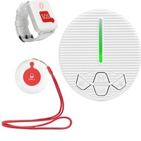 Sistema de Llamada Inalámbrico para Cuidadores SOS, 1 Receptor + 1 Botón Impermeable + 1 Reloj Pager para Personas Mayores