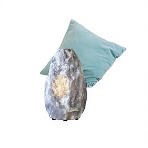 OEM Natural Gray Himalayan Rock Salt Lamp With Wooden Base and <b>Dimmer</b> Switch for Decoration & Gift Grey Salt Lamp - Product Image 1