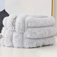 Sac de rangement personnalisé en usine, nouveau modèle, couleur unie, rayures épaisses de haute qualité, couleur bonbon, grande capacité, sac à cosmétiques en peluche