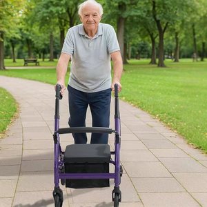 Factory Purple Plegable 4 ruedas Aleación de aluminio Altura ajustable Andador Ayuda de movilidad para personas <span class=keywords><strong>mayores</strong></span> Rollator - Product Image 2