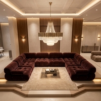 Canapé sectionnel en U moderne pour salon, rembourré et surdimensionné, avec cadre en bois massif, style luxe léger