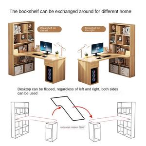 Table de bureau moderne pour ordinateur Bureau d'angle pour la maison Étagère intégrée Seau Cabinet pour étudiant Écriture Apprentissage pour Simple - Product Image 5
