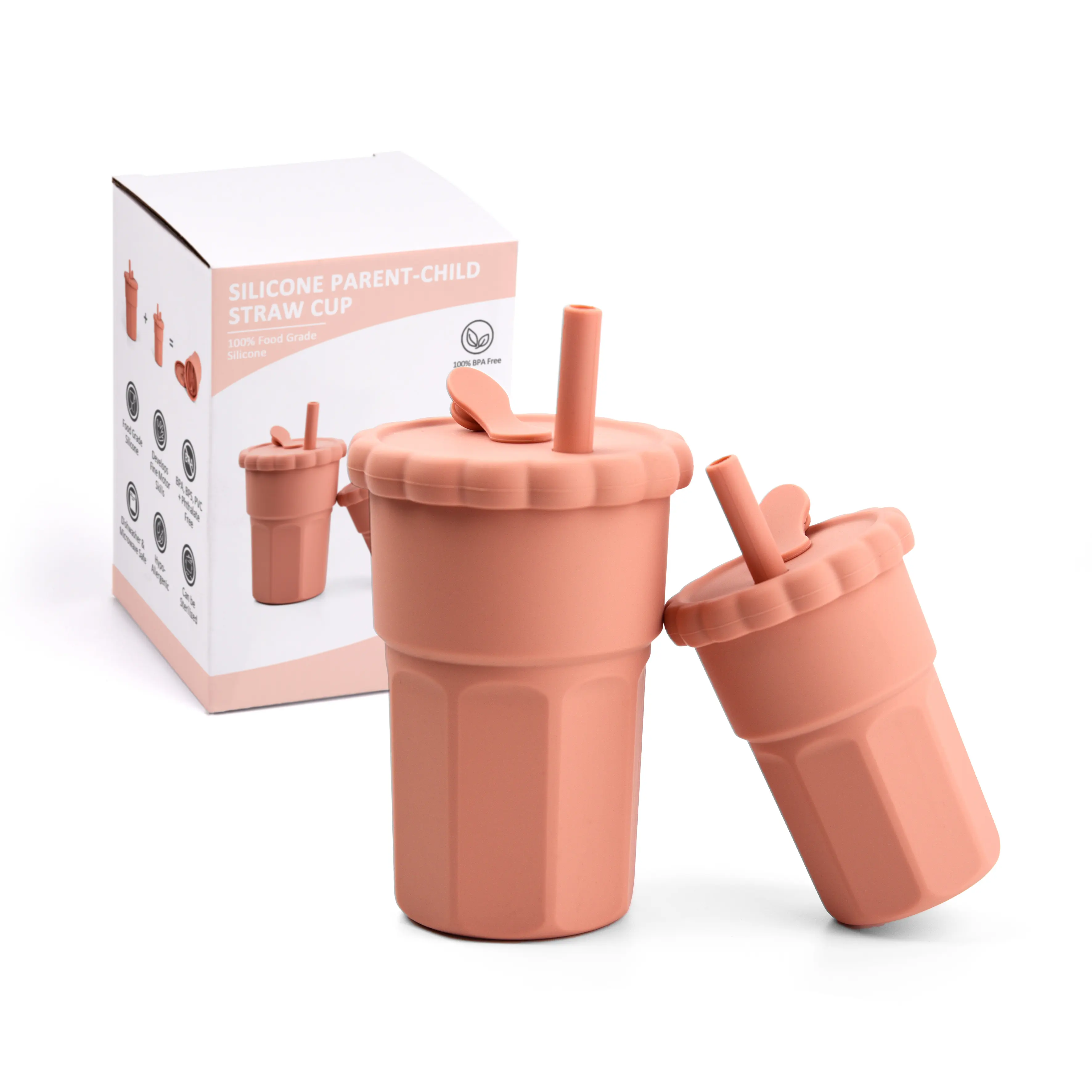 500ML più nuovo Design Anti perdita genitore-bambino tazza di Silicone per bere bottiglia di Silicone cannuccia tazza con scatola di imballaggio