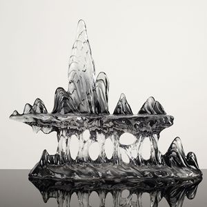Moderno Adorno de Resina en Forma de Iceberg, Azul Transparente con Degradado Gris, Forma Irregular, Decoración para Sala de Estar - Product Image 2