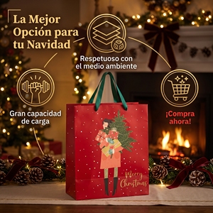 Bolsa Navideña al por Mayor con Diseño Festivo en Rojo, Empaque Personalizado para Regalos <span class=keywords><strong>de</strong></span> <span class=keywords><strong>Navidad</strong></span>, <span class=keywords><strong>Cesta</strong></span> y Regalo Corporativo - Product Image 5