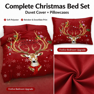 ChamXue Bettbezug-<span class=keywords><strong>Set</strong></span> 3-teilig Weihnachten Polyester Atmungsaktiv Langlebiges Bettwäsche-<span class=keywords><strong>Set</strong></span> Festliche Bettdecke Schlafzimmer Gästezimmer Weihnachten - Product Image 5