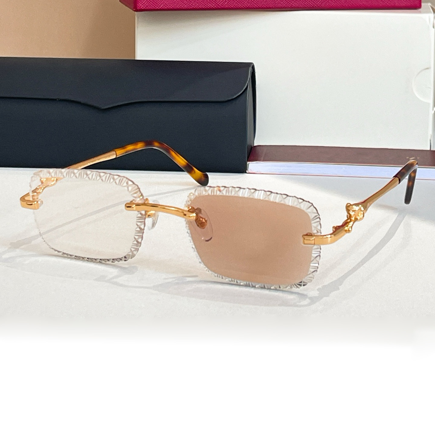 Monture écaille dorée / Verres dégradés marron