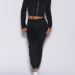 Venta al por mayor de negro personalizado de las mujeres acogedor cordón ancho Scrunch Butt Joggers Terry polar pantalones de chándal de las mujeres pantalones y pantalones de las mujeres - Product Image 1