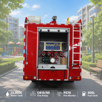 Camion Pompier Diesel Lourd HOWO 8x4 25000L 371HP WD615 Double Châssis Pompe à Haut Débit CB10/80 Canon Incendie PS70 Portée 80m ABS