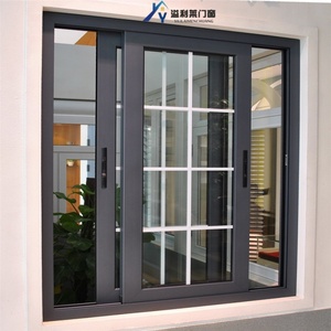 Ventana Corredera Moderna <span class=keywords><strong>de</strong></span> <span class=keywords><strong>Aluminio</strong></span> con Doble Vidrio Templado y Diseño <span class=keywords><strong>de</strong></span> Rejilla para Hogar, Apartamento, Hotel y Uso Exterior con Aislamiento Térmico - Product Image 2