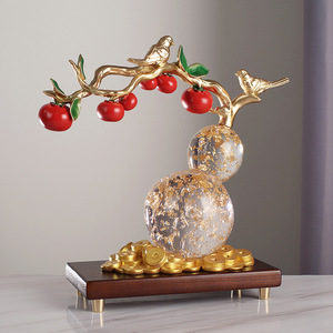 Adorno de calabaza transparente con diseño de caqui, decoración de resina Feng Shui para sala de estar, regalo de inauguración de casa - Product Image 1