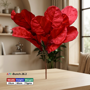 Bouquet de feuilles de figuier rouges artificielles 25cmx60cm Plante décorative en soie AFF-Bunch.26.2 Utilisation en intérieur Ficus rouge artificiel AFF - Product Image 2