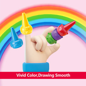 Brancacci子供の面白いギフトセット洗える動物の形のクレヨン指ワックスペン6色絵画用プラスチッククレヨン - Product Image 3