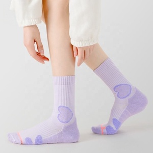 Custom Women's Compression Socks – Heart Seamless Technique Crew <b>Cushion</b> Athletic Sport Socks – Combed Cotton Colorful Spring - Product Image 4