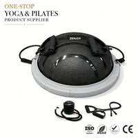 ZENJOY - Media Pelota de Equilibrio con Banda de Resistencia para Yoga, Ejercicios de Fuerza y Fitness, con Bomba de Pie de Regalo, para Gimnasio en Casa o Estudio