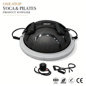 ZENJOY Demi-ballon d'équilibre en gros avec bande de résistance pour yoga, exercices de force et fitness, avec pompe à pied bonus pour la maison, la salle de sport et le studio - Product Image 1