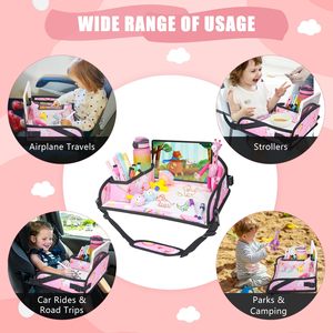 Free Sample Customizable Jacquard Waterproof Kids Travel Tray Table Multifunction Toddler <b>Play</b> Desk Car Seat Stroller Hanging - Product Image 4