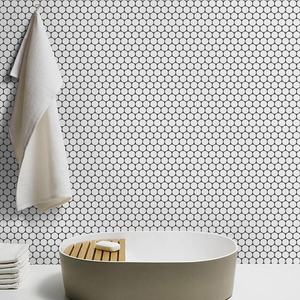 291x315mm trắng toàn thân bóng khảm tường gạch đen mờ gạch lát sàn nút tròn khảm cho phòng tắm nhà bếp ban công - Product Image 4