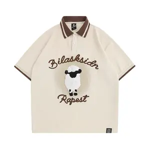 2023 personalizado bordado camisas polo ringer t shirt alta qualidade máquina um floquer camiseta