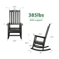 Chaise à bascule Adirondack de qualité supérieure, stabilisée aux UV, en HIPS, pour l'extérieur, la véranda, la cour, la maison