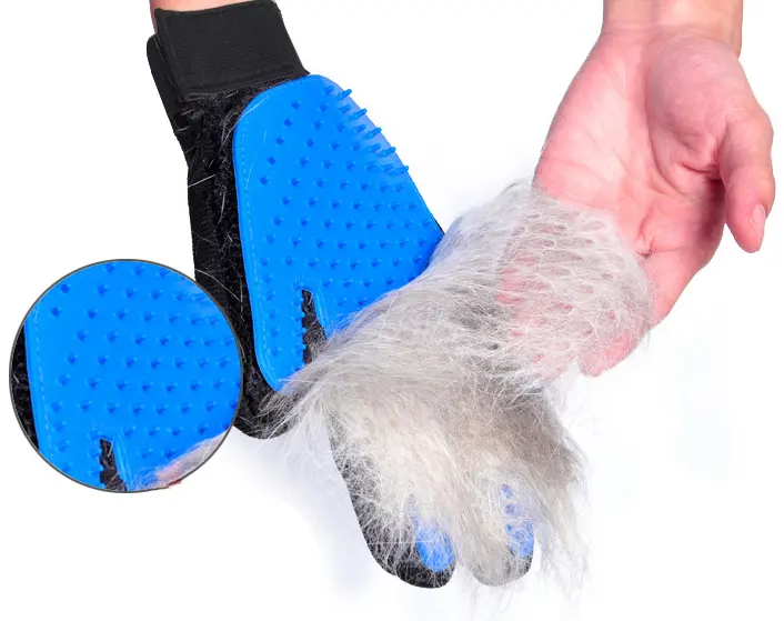 Hiệu Quả Công Cụ Làm Sạch Deshashing Grooming Bàn Chải Cao Su Mitt Silicone Lông Loại Bỏ Bath Pet Animal Dog Cat Grooming Găng Tay