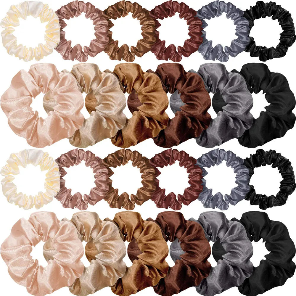 Wholesale Cheap High Quality Hair Accessories Kids Women's Elastic Silk Hair Band Solid Color Satin Ponytail Holder Scrunchies