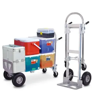 Hot Selling four wheels Lightweight Heavy Duty 2 in 1 Convertible Aluminum Hand Platform Trolley Truck