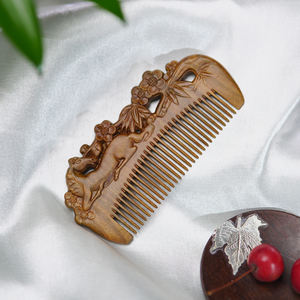 Pettine in Legno di Sandalo Verde, Pettine Decorativo Intagliato, Spazzola in Legno Stile Cinese, Pettine in Legno Intagliato su Entrambi i Lati, Regalo - Product Image 1