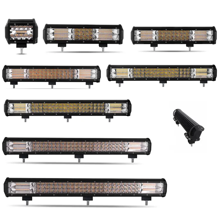 4 inç 5 inç 7 inç 22 inç 32 inç 42 inç çift renkli sel Spot flaş Led OffRoad çalışma bar ışığı