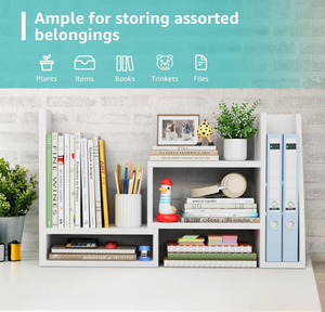 Organizzatore da Scrivania con Libreria, Scaffale Bianco per Organizzazione Ufficio, Mensole per Scrivania e Accessori ad Angolo - Product Image 6