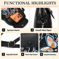 Sac bandoulière tendance pour femme, broderie papillon, sac de créateur, petit sac à main en cuir PU, vente en gros OEM ODM 20 pièces